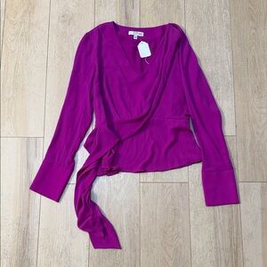 Atlein Collective Fuchsia Wrap Style Blouse Women’s Size 10 NWT